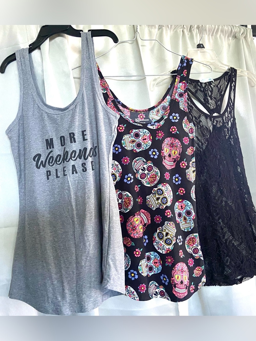 All 3 for $12 including Sugar Skull/Day of the Dead top. Measurements in photos